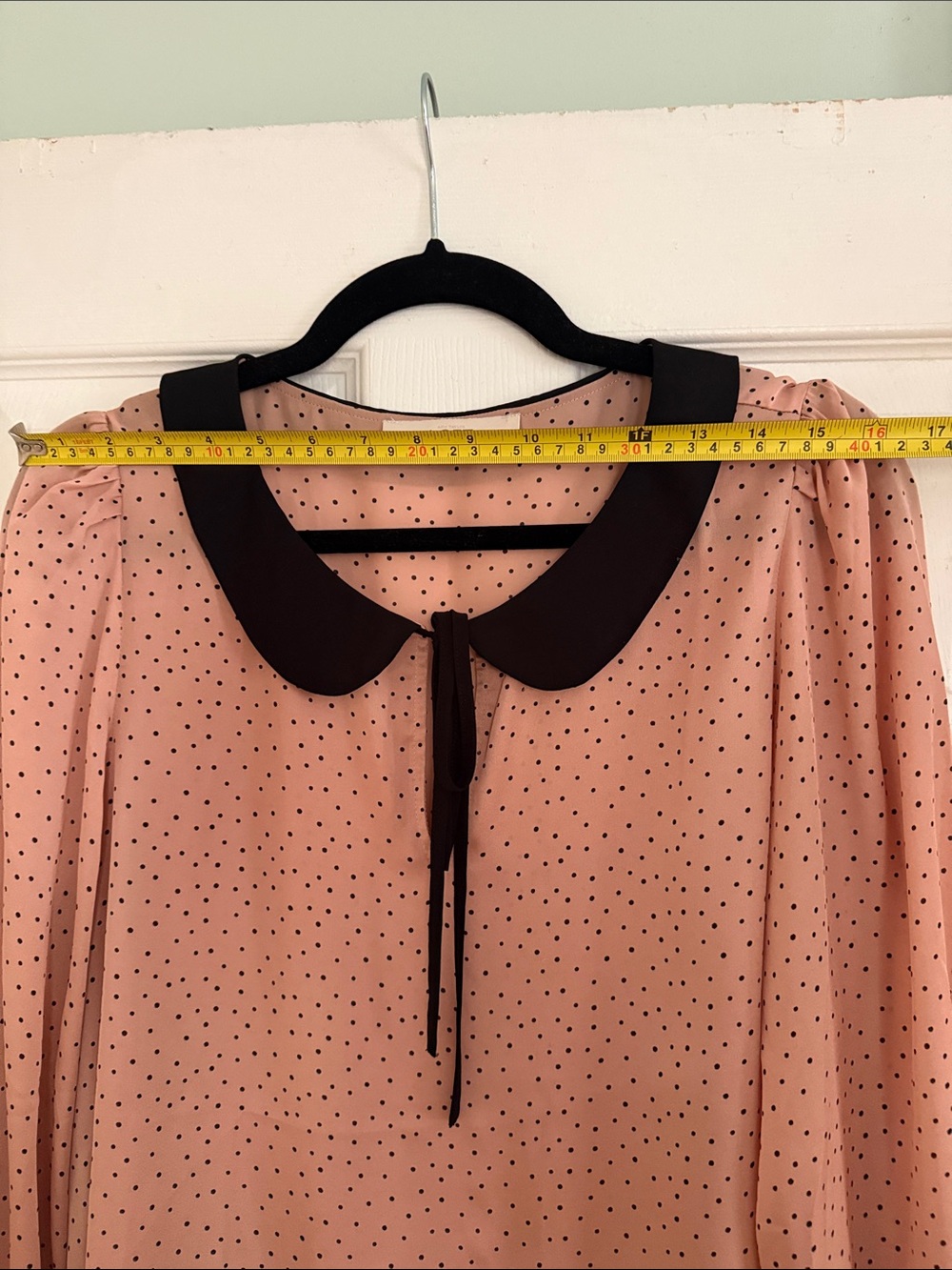 LOFT Polka Dot Peter Pan Collar Blouse - Blush Pink - Picture 5 of 6